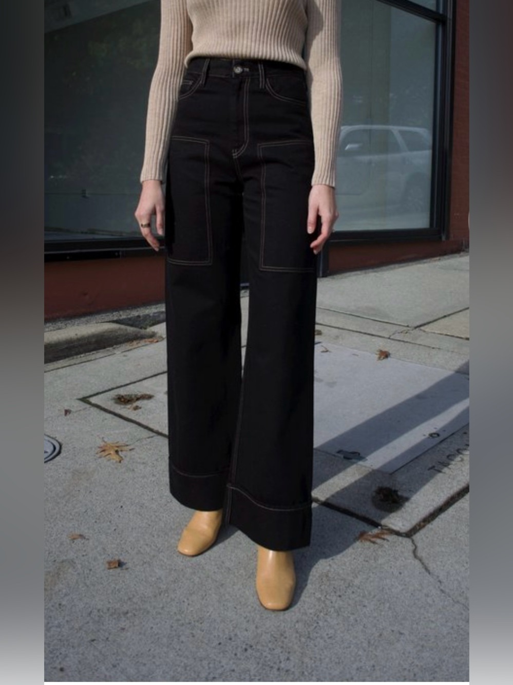 Rita Row Velde Jeans Vintage Black High Waisted Contrast Stitch 38 / M